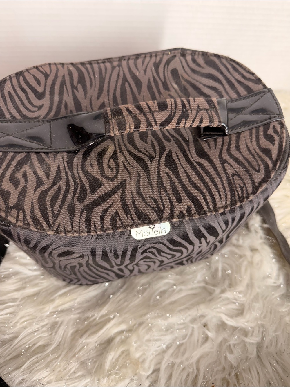 Modella Brown and Black Zebra-Print Cosmetic Case